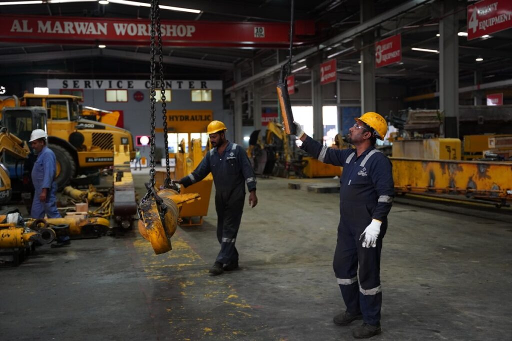 heavy equipment repair at al marwan workshop